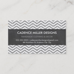 TRENDIG chevron silver glitter-chalkboard Visitkort