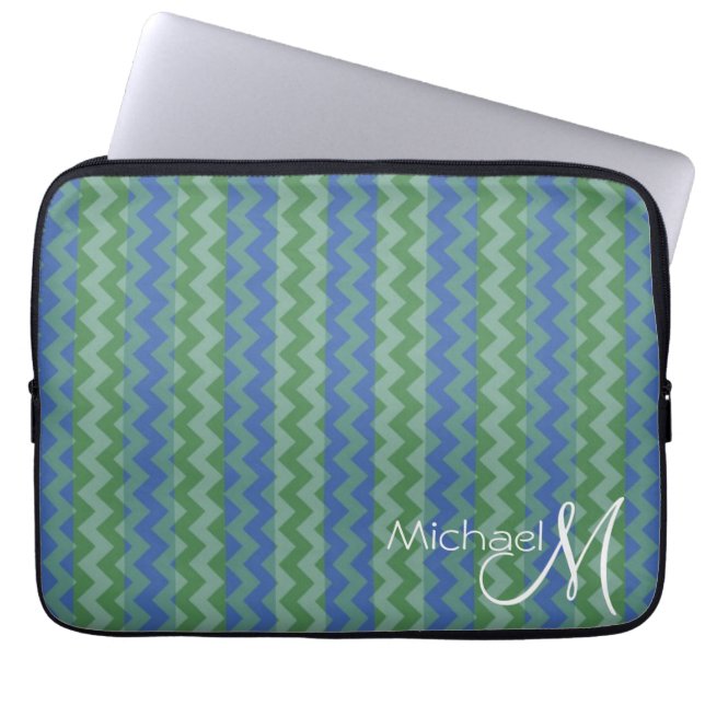 Trendig Chevron Zigzag Anpassningsbar Monogram 8 Laptop Fodral (Framsidan)
