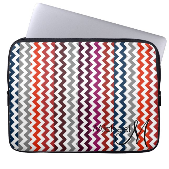 Trendig Chevron Zigzag Anpassningsbar Monogram Laptop Fodral (Framsidan)