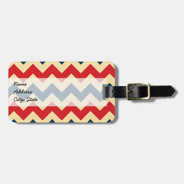 Trendig Chevron Zigzag Mönster Bagagebricka (Horisontell Framsida)