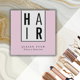 Trendig Chic Black and Rosa Hair Dresser Fyrkantigt Visitkort