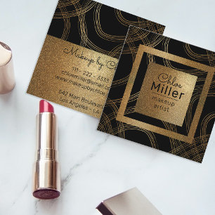 Trendig Chic Black och Bronze Glitter Makeup Artis Fyrkantigt Visitkort