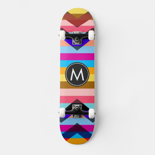 Trendig Chic Chevron Rand Mönster #4 Skateboard Bräda 20 Cm (Framsida)