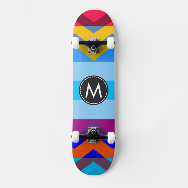 Trendig Chic Chevron Ränder Mönster #6 Mini Skateboard Bräda 18,7 Cm (Framsida)