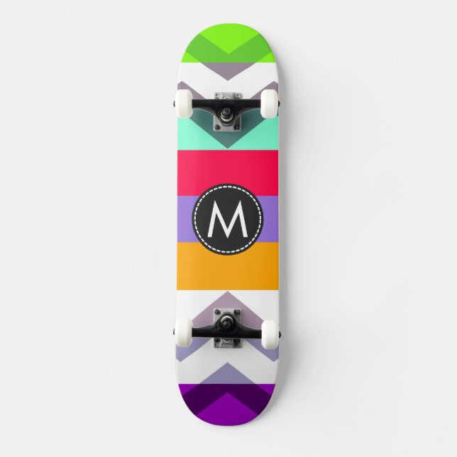 Trendig Chic Chevron Ränder Mönster #8 Old School Skateboard Bräda 18 Cm (Framsida)