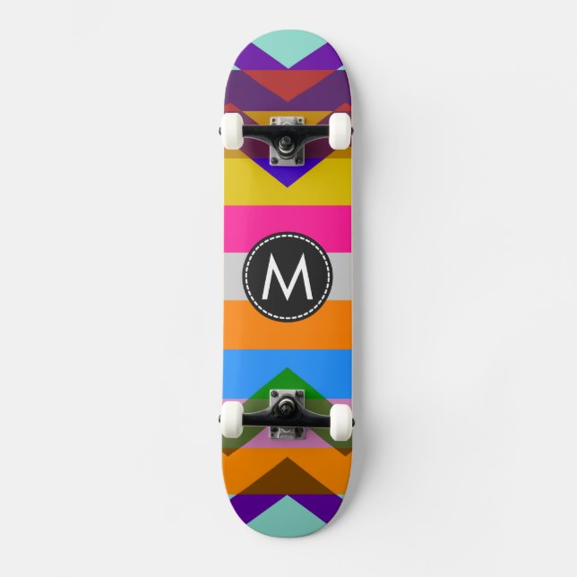 Trendig Chic Chevron Ränder Mönster Old School Skateboard Bräda 21,6 Cm (Framsida)