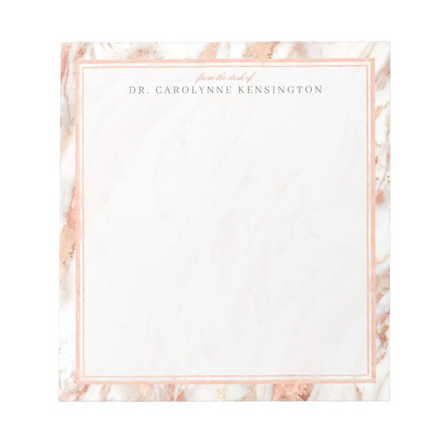 Trendig Chic Copper Ro Gold Foil Marble Anteckningsblock (Framsida)