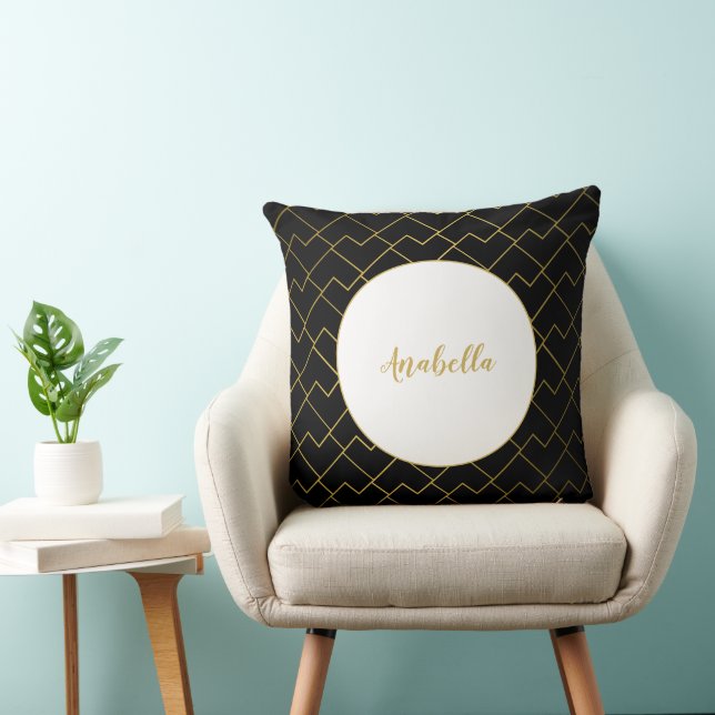 Trendig Chic Geometrisk Guld Mönster Kudde (Stol)