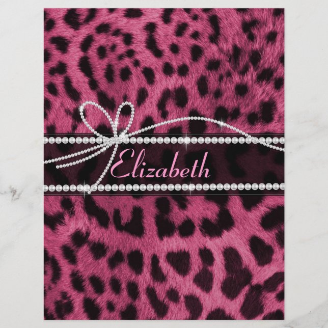 Trendig chic gifaux shock rosa leopard (päls) reklamblad (Framsidan)