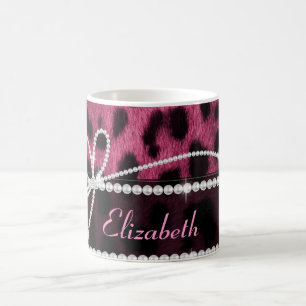 Trendig chic gigfaux shock rosa leopard animal kaffemugg