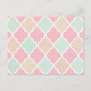 Trendig Chic Girly Rosa Grönt Quatrefoil Mönster Vykort