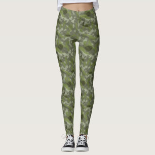 Trendig Chic Grönt Militär Camo Abstrakt Mönster Leggings