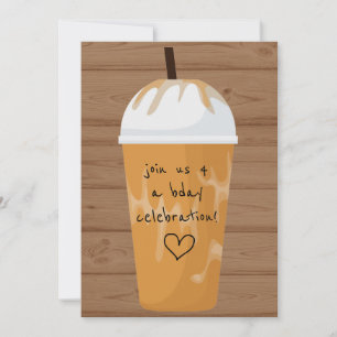 Trendig Chic Iced Coffee Wood Födelsedagsfest Inbjudningar