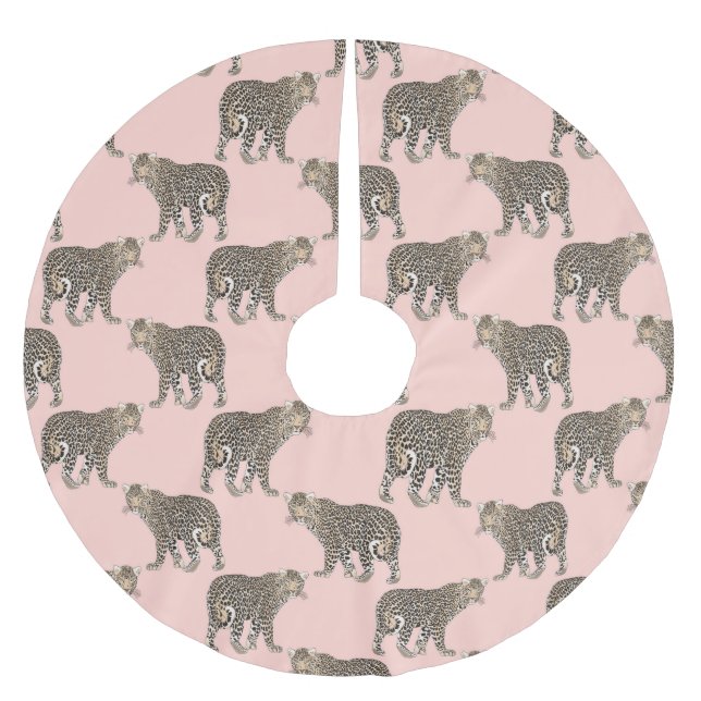 Trendig Chic Leopard Animal Mönster Julgransmatta Borstad Polyester (Framsidan)