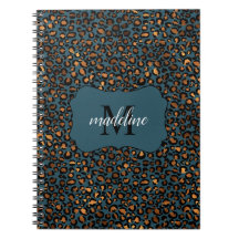 Trendig Chic Leopard Mönster Monogram Namn Spiral