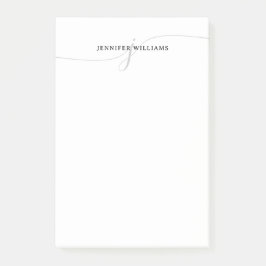 Trendig Chic Minimalist Black Grått-skript Monogra Post-it Block