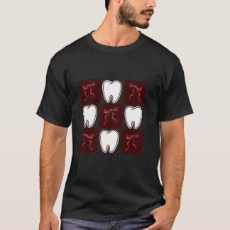 Trendig Chic Mörk Red Coquette Bows Dentist Dental T Shirt