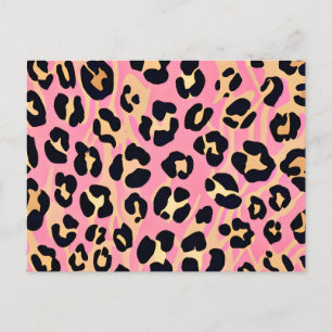 Trendig Chic Rosa Peach Leopard Animal Print Helg Vykort