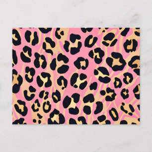 Trendig Chic Rosa Peach Leopard Animal Print Vykort