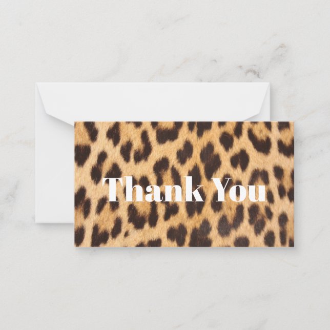 trendig chic safari leopard, tack anteckningskort (Framsida)