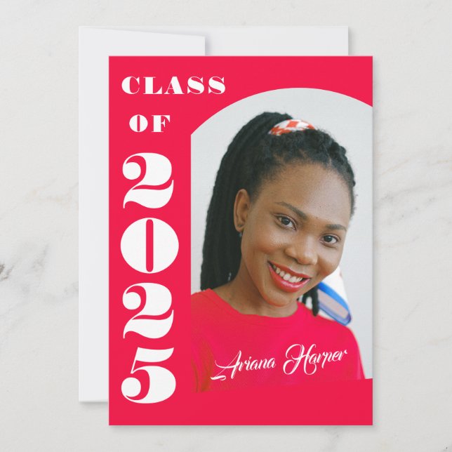 Trendig Chic Script Rosa Class of 2025 Studenten Meddelande (Framsida)