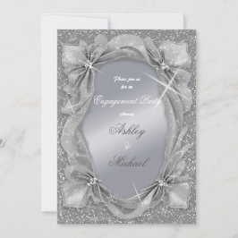 trendig chic silver-förlovningsfest inbjudningar