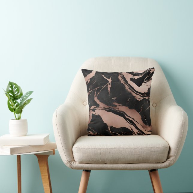 Trendig Chic Svart Rosa Guldmarmor Kudde (Stol)