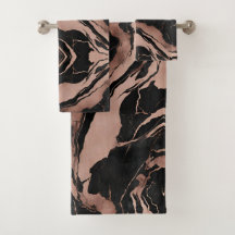 Trendig Chic Svart Rosen Guld Marmor