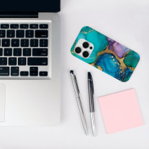 Trendig Chic Teal Swirls iphone case