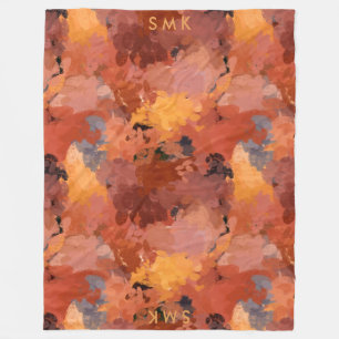 Trendig Chic Terracotta Rust Orange Brown Monogram Fleecefilt
