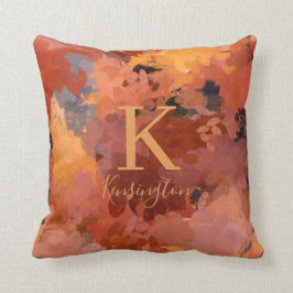 Trendig Chic Terracotta Rust Orange Brown Monogram Kudde