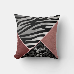 Trendig Chrome Suede Silver Black Rosa Animal Prin Kudde