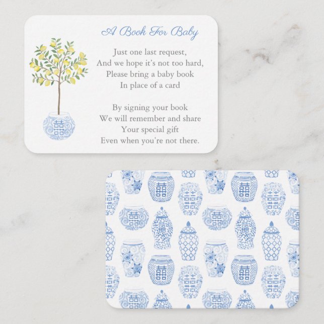 Trendig citronträd för babyfest med bok tilläggskort (Fram/baksida)