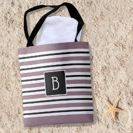 Trendig Clasic Monogram Lila Black White Rand Tygkasse