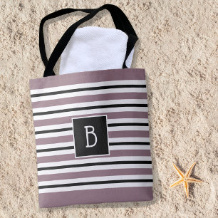 Trendig Clasic Monogram Lila Black White Rand Tygkasse