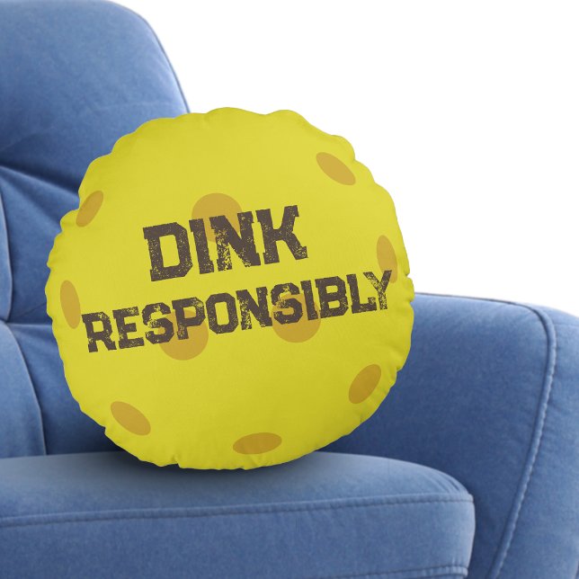 Trendig Classic Pickleball Funny Dink ansvarsfullt Rund Kudde (Skapare uppladdad)