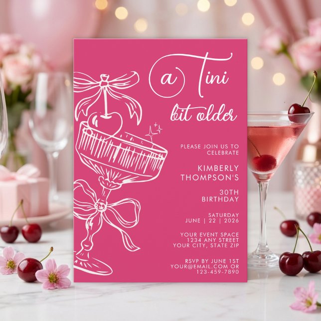 Trendig Cocktail En Tini Bit Äldre 30-årsdag Inbjudningar (Skapare uppladdad)