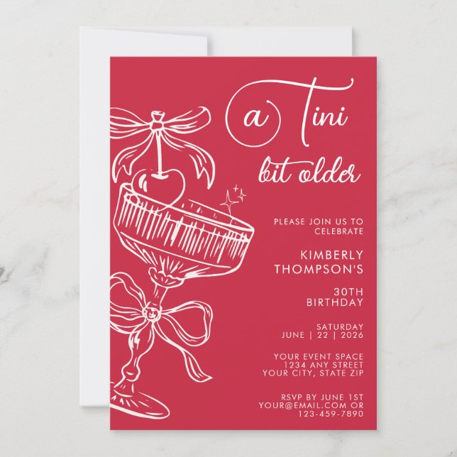 Trendig Cocktail En Tini Bit Äldre 30-årsdag Inbjudningar (Framsida)