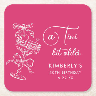 Trendig Cocktail En Tini Bit Äldre 30-årsdag Underlägg Papper Kvadrat