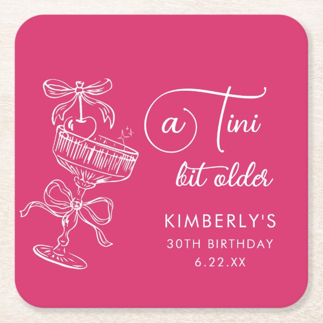 Trendig Cocktail En Tini Bit Äldre 30-årsdag Underlägg Papper Kvadrat (Framsidan)