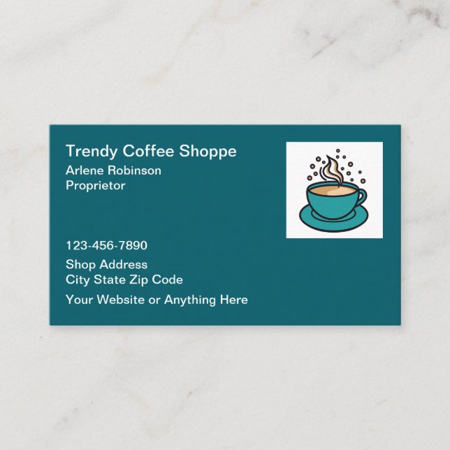 Trendig Coffee Shop Bistro Café Visitkort (Framsida)