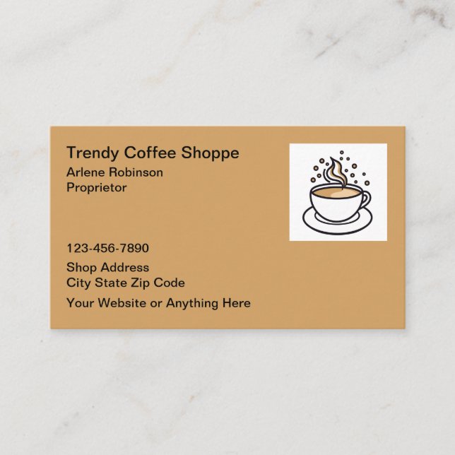 Trendig Coffee Shop Bistro Café Visitkort (Framsida)