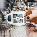 Trendig Collage Family Photo Black & White Initial Espressomugg<br><div class="desc">Vi presenterar vårt Trendig Collage Fem Family Photo Black & White med Initial i Center. Personlig och snyggt är perfektens sätt att visa familjens omhuldade minnen på ett modernt och elegant sätt. Med ett elegant svart och vitt färg-schema kan du med det här kollaget markera fyra av dina favoritfoton i...</div>