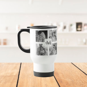 Trendig Collage Family Photo Black & White Initial Resemugg