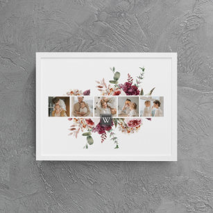 Trendig Collage Family Photo Colorful Flowers Gift Canvastryck