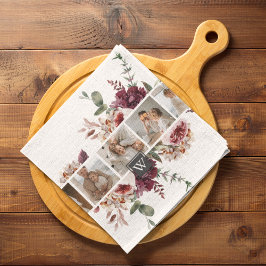 Trendig Collage Family Photo Colorful Flowers Gift Kökshandduk