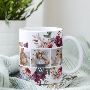 Trendig Collage Family Photo Colorful Flowers Gift Mugg