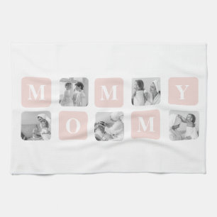 Trendig Collage Photo & Pastel Rosa Best Mamma Gif Kökshandduk