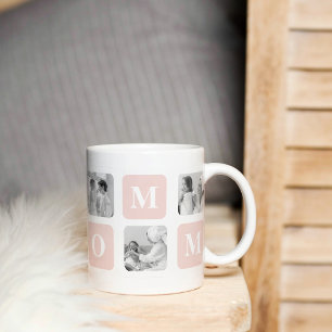 Trendig Collage Photo & Pastel Rosa Best Mamma Gif Mugg
