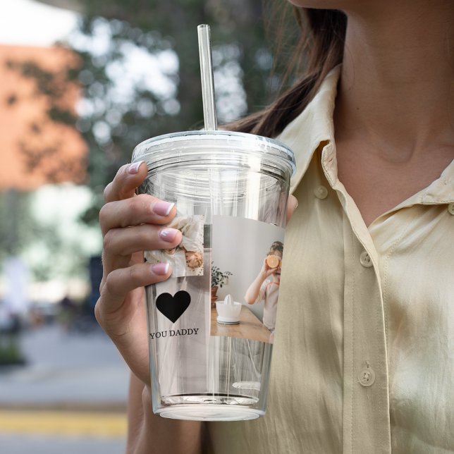 Trendig Collage Photo & We Kärlek You pappa Gift Take Away Mugg (Skapare uppladdad)